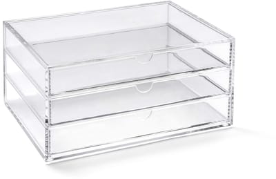 Unyqoos® Transparant acryl ladeblok met drie schuifladen voor veelzijdige opslag