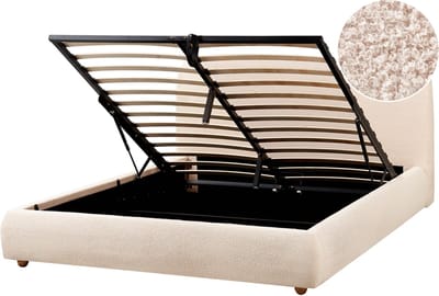 BLAGNAC - Bed met opbergruimte - Lichtbeige - 160 x 200 cm - Bouclé
