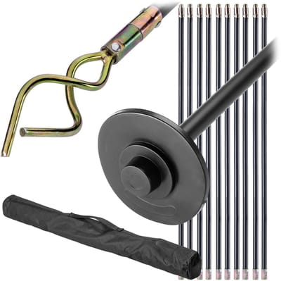 KADAX Reinigingsstaven voor afvoeren 9 m, spiraal voor het reinigen van rioolbuizen, voor het reinigen van pijpen, pijp reinigingsas, accessoires voor buisreiniging