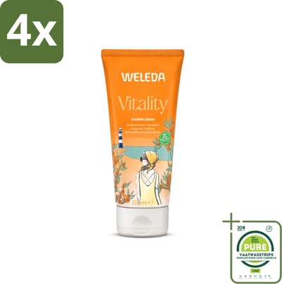 WELEDA - Douchecrème Duindoorn Vitality - 200 ml - Voordeelverpakking - 4 stuks - Douchecrème - Natuurlijke douche