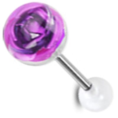 Tongpiercing metalen roos 1.6x16 - paars - LMPiercings