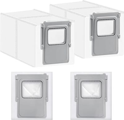 Stofzuigerzakken voor robotstofzuigers, meerlaags vlies, lekvrij design, 4 stuks, 2,5 liter capaciteit, accessoires voor optimale stofopname