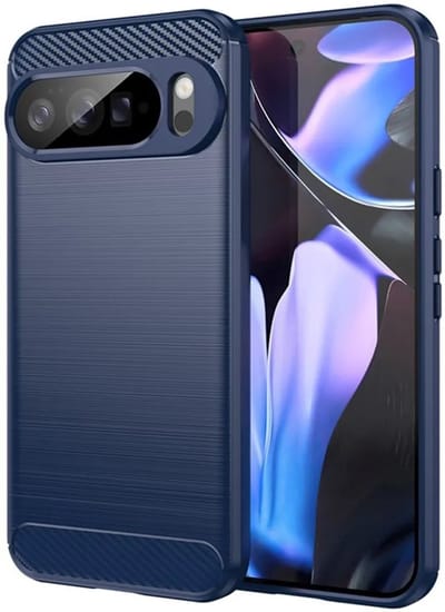 Hoesje geschikt voor Google Pixel 10 Pro XL - Techsuit Carbon Silicone Back Cover - Blauw