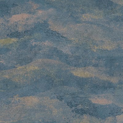 Exclusief luxe behang Profhome 786561-GU vliesbehang hardvinyl warmdruk in reliëf gestructureerd met abstract patroon en metalen accenten blauw goud groenblauw 5,33 m2