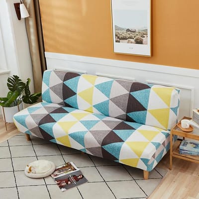 Opvouwbare slaapbankhoes Bankhoezen Spandex Stretch Elastisch Materiaal Dubbele Zittinghoes Hoezen Voor Woonkamer Geometrische Print L (185-200cm)