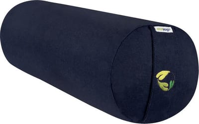 Ecoyogi Yogabolster Eco Katoen Blauw - 60 x 20 cm (Lengte x Diameter) – 4 KG – Wasbare Buitenhoes – Aanpasbare Boekweit Vulling - 100% Gecertificeerd Biologisch Katoen - GOTS Gecertificeerd - Duurzame Yoga bolster – Yoga rol