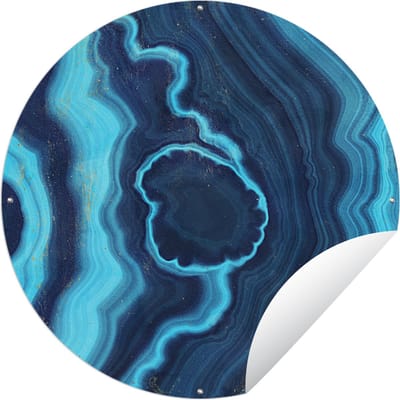 Tuincirkel Agaat - Neon - Blauw - Edelsteen - 60x60 cm - Ronde Tuinposter - Buiten