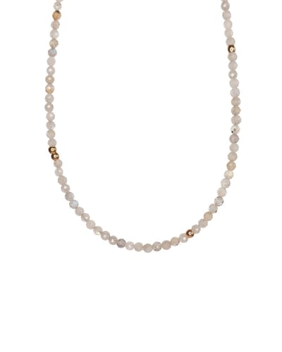 Ava&Imber Sparkling Labradoriet Ketting Stainless Steel (RVS) - Grijze Edelsteen Ketting voor Vrouwen