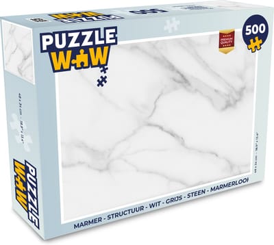 Puzzel Marmer - Structuur - Wit - Grijs - Steen - Marmerlook - Legpuzzel - Puzzel 500 stukjes