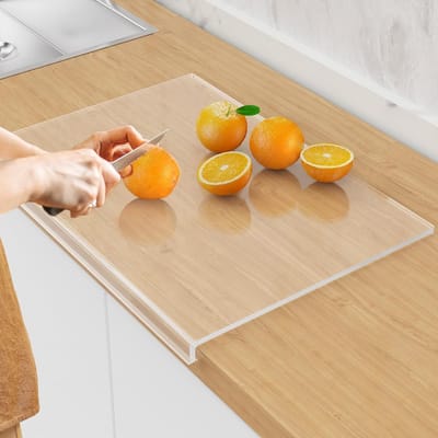 BOTC Acryl Snijplank 45 x 35 cm - Transparante Snijplank voor Aanrecht - Antislip Keuken Snijplank voor Brood, Vlees & Groente - Extra Dik