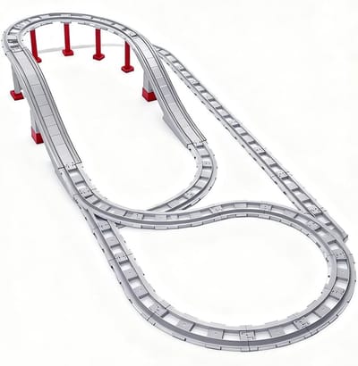 Railset met Bouwstenen, Stadsrails met Rechte en Bochtige Tracks, Kruising en Speelgoed voor Kinderen vanaf 2 Jaar