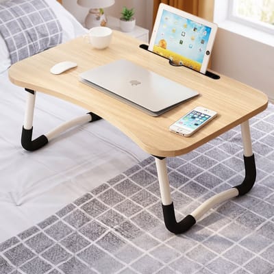 Cheqo® Laptoptafel Opklapbaar - Bedtafel - Schoottafel - Inklapbaar voor Schoot en Bank - Tablethouder - Bekerhouder - Laptopstandaard - Ontbijttafel - Werken in Bed - Laptop op Bed - Bijzettafel - Schootbureau - voor Laptop en Tablet