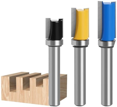 Set van 3 Trimming Cutters met 8mm Schacht voor Houtbewerking en Freeswerk - Ideaal voor Precisie en Engraving Tools