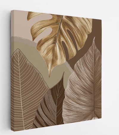 Saammp Canvas Schilderij - Goud blad - Beige - Landschap - Natuur - 20x20 - Foto op canvas - Wanddecoratie - Muurdecoratie Woonkamer - Slaapkamer decoratie - Canvas Print
