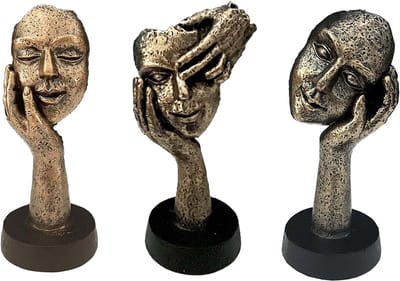 La'Moussawi ® Abstracte Gouden Denker Beeldjes Set van 3 voor Elegante Interieurdecoratie