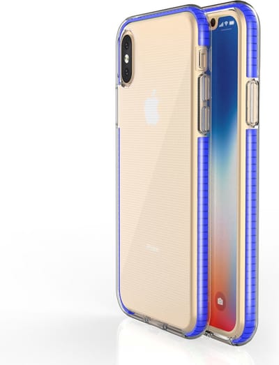 Peachy Beschermend gekleurde rand hoesje geschikt voor iPhone X XS Case TPE TPU back cover - Blauw