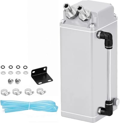 Olie Catch Tank - Reservoir Ontluchtingsset - Motoronderhoud - Aluminium Constructie - 05L Capaciteit - Zilver