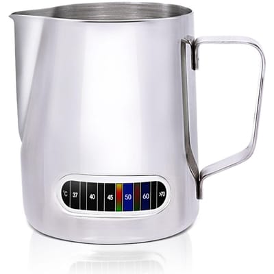 12 20oz Melkopschuimkan met Temperatuurweergave Roestvrijstalen Melkopschuimkan Kan Kop voor Latte Art 350ml white