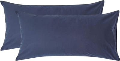 Homescapes Kussensloop 50x90 cm Set van 2 – Marineblauw – 100% Egyptisch Perkal Katoen – 200 TC