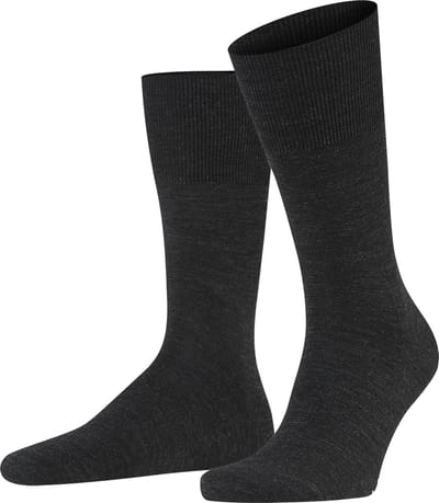 FALKE Airport eenkleurig wol katoen sokken heren grijs - maat 49-50