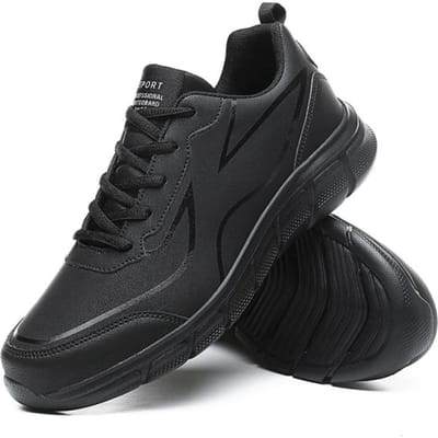 Nieuwe Air Hardloopschoenen Heren Ademende Leren Sneakers Tiener Heren Schoenen Sportschoenen Zachte Zool Mode Jonge Schoenen 39 zwart