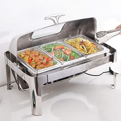 Voedselwarmer Buffet - Chafing Dish - Feesten Warm Houden - Instelbare Temperatuur - 13L Capaciteit - Zilverkleurig