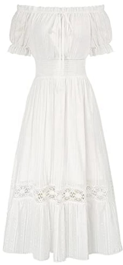 Dames Renaissance Off-the-shoulder Hoge Taille Zomer Katoenen Jurk
