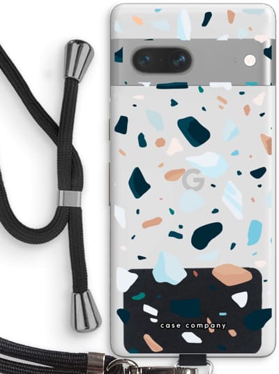 Case Company® - Hoesje met koord geschikt voor Google Pixel 7 hoesje met Koord - Terrazzo N°13 - Telefoonhoesje met Zwart Koord - Bescherming aan alle Kanten en Over de Schermrand