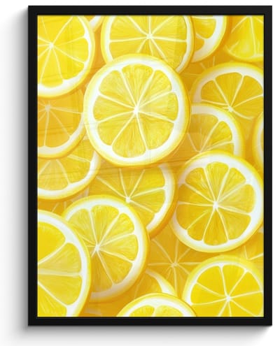 Poster in lijst - Fotolijst 50x70 cm - Posters - Citroenen - Geel - Zomers - levendig - Posterlijst zwart - Decoratie - Wanddecoratie woonkamer - Muurdecoratie slaapkamer