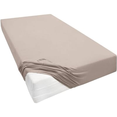 Biberna Jersey hoeslaken voor boxspringmatrassen (Lichtbruin, 90-100 x 200-220 cm)