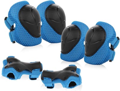 Kinder Beschermingsset - Knie Elleboog Pols Beschermers - 6 Delige Set - Verstelbaar PVC en EVA - Voor Skaten Skateboarden - Blaw