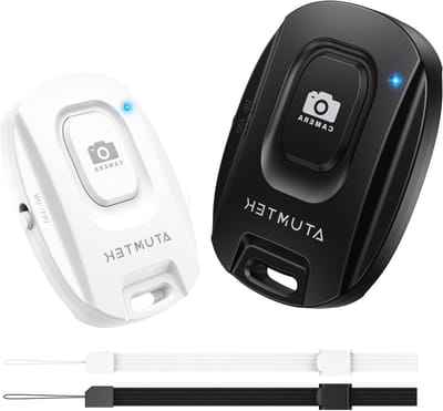 Bluetooth 5.2 Camera Remote Shutter – Draadloze Selfie Afstandsbediening voor iPhone en Android – 2-Pack Foto Knop met Polsband – Perfect voor Reizen en Feesten – Zwart en Wit
