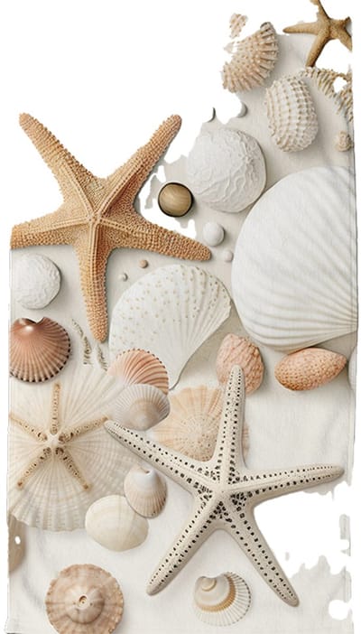 Strandlaken voor Kinderen 100x180 cm - Zeester en Schelpen Print - Zandkleur - Oeko-Tex Gecertificeerd - Good Morning