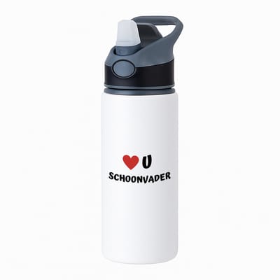 Hacebo® - love u schoonvader waterfles met rietje zwart - Papa - de liefste schoonvader - vader cadeautjes - vaderdag - verjaardag - geschenk - kado - water fles - 650ML