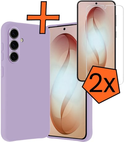 Hoes - Met 2x Screenprotector - Geschikt voor Samsung Galaxy S26 - Sterk & Shockproof - Back Cover - Siliconen Case - Telefoon Hoes - Lila