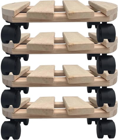 Plantenroller rond 30 x 30 cm - Draagkracht tot 120 kg - Stabiele rolonderzetter voor bloempotten en meubels