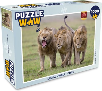 Puzzel Leeuw - Welp - Gras - Legpuzzel - Puzzel 1000 stukjes volwassenen
