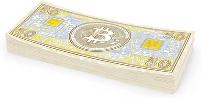 Speelgeld Bankbiljetten 50 Bitcoin - Leuke Geschenkverpakking en Feestdecoratie