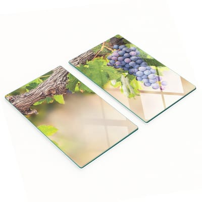 Glazen serveerplanken voor in de keuken met druiventrossenmotief, 2x30x52 cm