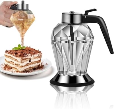 PromoHome Druppelvrije Siroopdispenser - 200ml Glazen Schenkfles met Handig Handvat