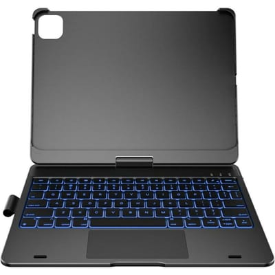 Typecase Flexbook Touch - Etui met Klavier - 360° Rotateerbaar - Podświetlana Klawiatura RGB - Grijs