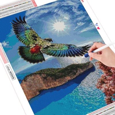 Peinture Diamant 5D Paysage Broderie Diamant Diamants Ronds Mosaïque Image d'Oiseau 20X30