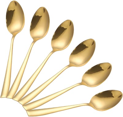Cheffinger, Set van 6 dessertlepels formaat 14,5 cm in roestvrij staal, Goud