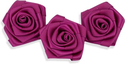 Satijnen Rozen - Stoffen Roosjes - Decoratie Knutselen - Rozenknoppen - 3 stuks 60 mm - Donker Bordeaux