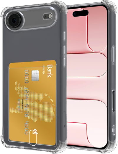 Hoesje - Geschikt voor Apple iPhone Air - Met Pashouder en Kaarthouder - Telefoon Hoes Shockproof - Siliconen Case - Back Cover - Shock Proof - Pasjes Houder - Transparant