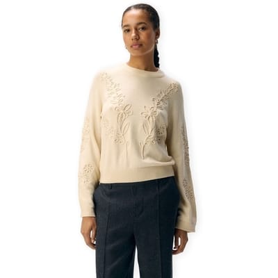 Object Objlaney Rubin Ls Pullover Truien & vesten Dames - Sweater - Hoodie - Vest- Zand - Maat S