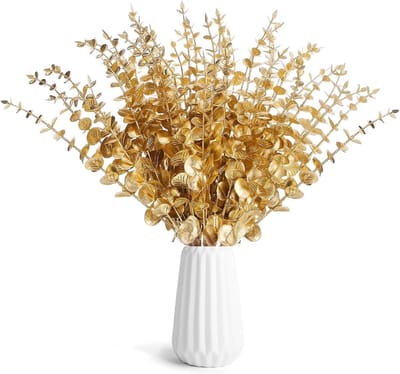 24 Stuks Kunstplanten Eucalyptus - Droogbloemen Decoratie voor Bruiloft, Feest en Thuisgebruik - Buigzaam en Snijdbaar