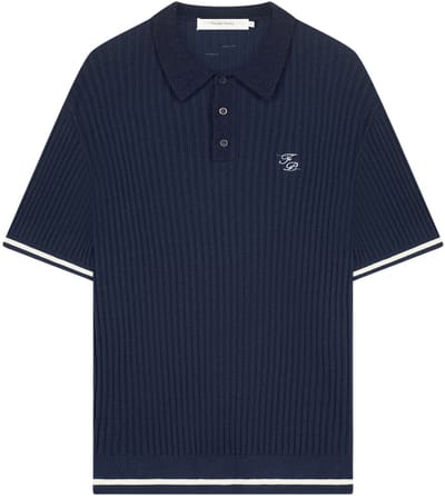 Filling Pieces - Shirt Donkerblauw Filling Pieces 422670500246 Polos Donkerblauw Knit Polo Boucle