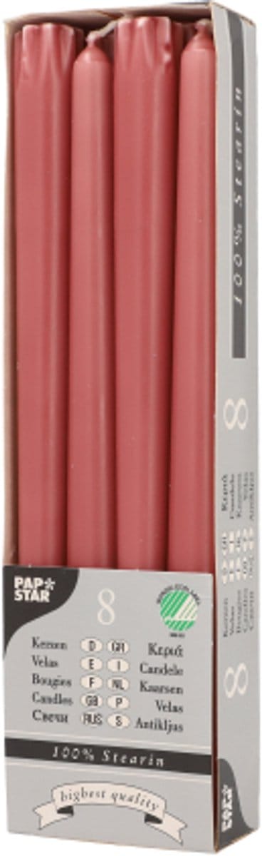 10x 8 Kandelaarkaarsen Ø 22 cm · 25 cm roestbruin van 100% stearine