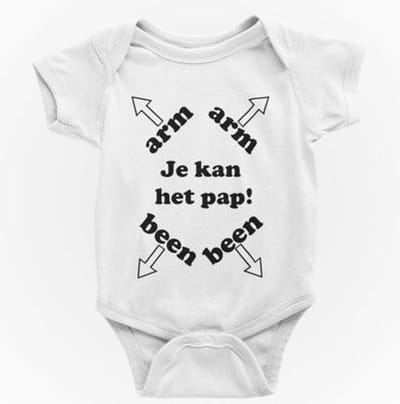 Passie voor stickers Baby rompertjes met tekst: Arm been je kan het pap  98/104